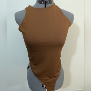 ReoRia Brown Asymmetrical Fitted Bodysuit